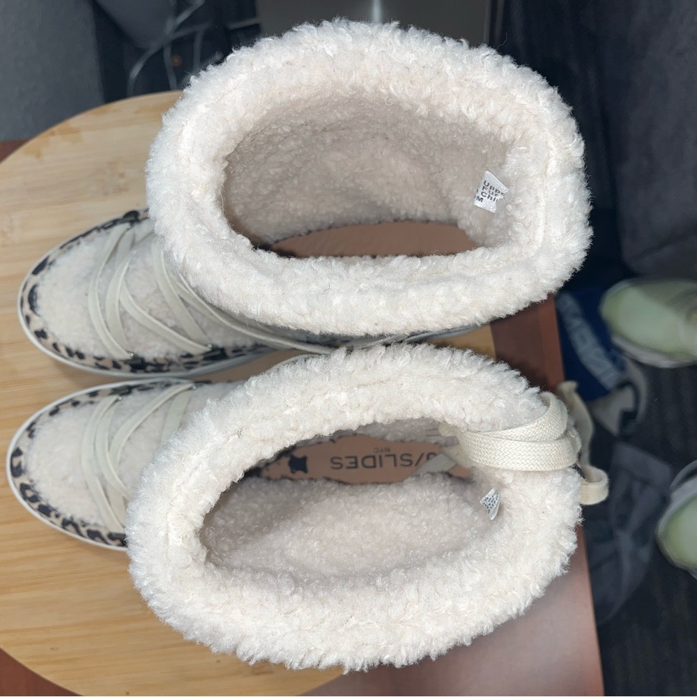 🔥 J SLIDES NEWBIE SUEDE LEOPARD PRINT PLATFORM ANKLE BOOTS WOMENS SIZE 6.5 - Picture 8 of 10